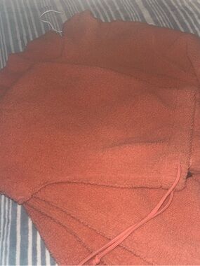 Soft Orange Sherpa Half-Zip Pullover with Drawcord